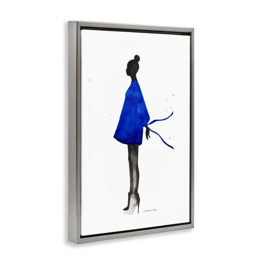 Stupell Industries Girl In Blue Dress Silhouette Floating Frame, design by Simone Elum {3}