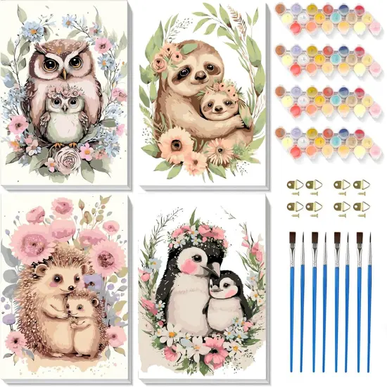 4 Pack Framed Paint by Numbers Kit for Adults(4PCS-BKH366+BKH367+BKH368+BKH369) {6}