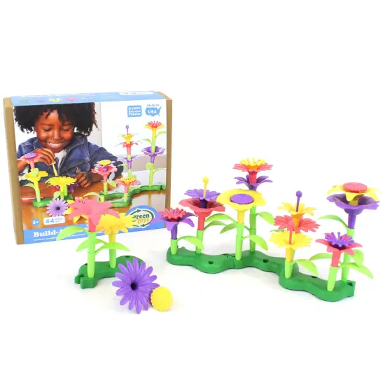 Green Toys: Build-A-Bouquet - 44pc Mix & Match Floral Toy Craft Set, Assemble & Stack, Create Colorful Flower Arrangements, Recycled Material, Kids 3+ {1}