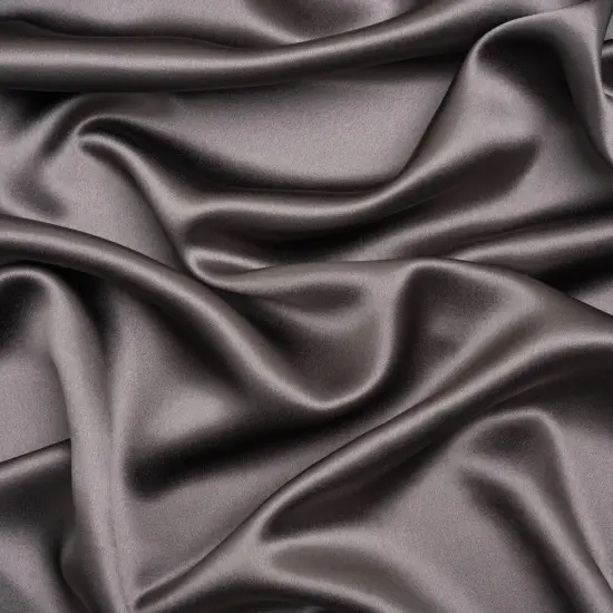 1 Yard Dark Silver Silk Crepe Back Satin Smooth Lustrous Fabric for Evening Wear 44 inch Width {1}