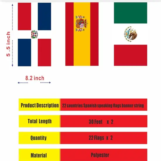 2 Sets Latin America Flags Banner String - 60 Ft 44 Flags {2}