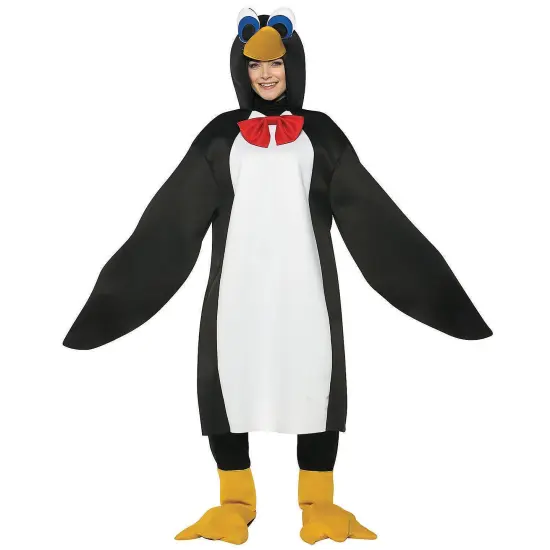 Adult Penguin Costume One Piece Tunic with Wings Hood and Flipper Shoe Covers {1}