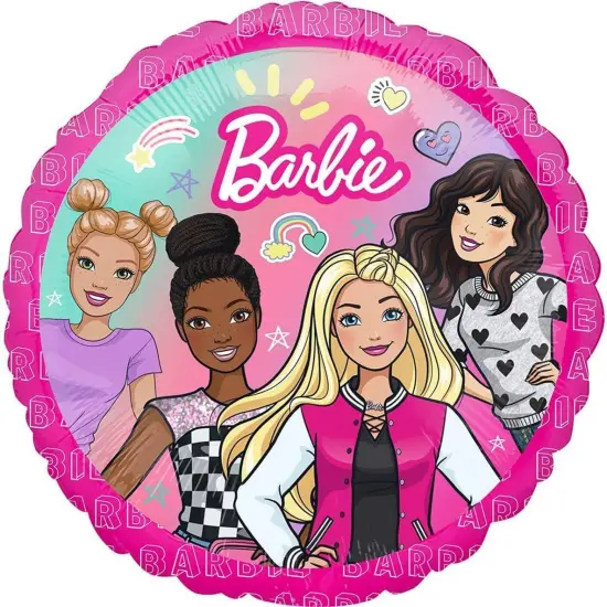 18 Inch Double Sided Barbie Character Round Foil Balloon With Polka Dot(Pink) {3}