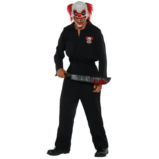 Killer Clown Crew Costume 2X Scary Boiler Suit For Halloween Party {1}