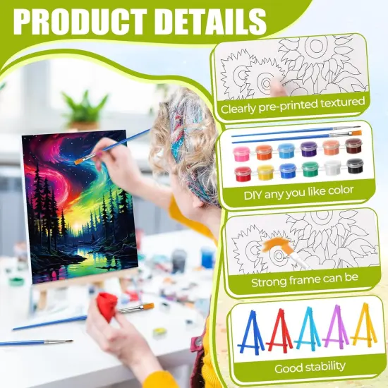 24 Pack Flower Scenery Pre Drawn Canvas Painting Kits {3}