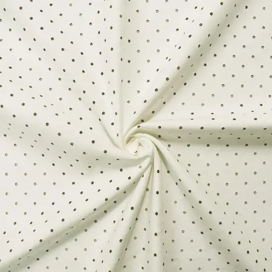 Ivory Cotton Laser Cut Dots Twill Woven Fabric By the Yard {1}