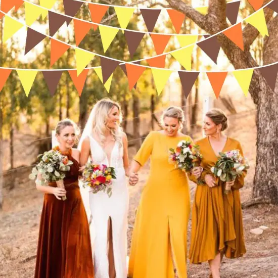32Ft Orange Yellow Brown Fall Pennant Banner (pinkblume) {3}