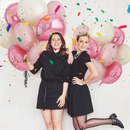 20PCS 18 Inch Round Foil Balloon(Pink Cream White) {4}