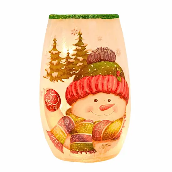 Stony Creek 5.25 In Jolly Snowman Pre-Lit Small Christmas Lighted Glass Accent , Christmas Decor Electric Frosty Winter Green ORNAMENT {1}