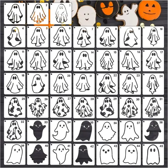 Ghost Halloween Stencils for Painting on Wood Shirts Holiday Cookie(45pcs 3in Ghost) {6}