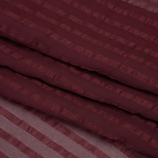 1 Yard Burgundy Twill Burnout Striped Silk Georgette Fabric for Elegant Apparel 53 Inch Width {4}