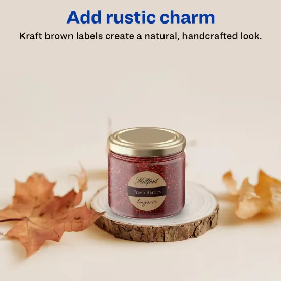 Avery Kraft Brown Round Labels with Sure Feed, 1-2/3" diameter {2}