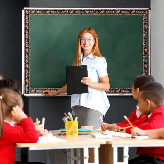 Hispanic Heritage Month Bulletin Board (blue-purple-pink pattern) {5}
