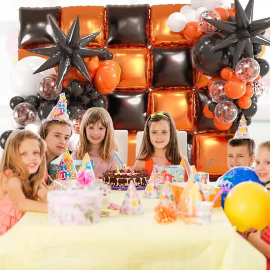 25pcs Black and Orange Foil Square Balloon(Black & Orange) {6}