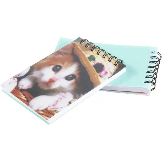 Juvale Cute Cat Mini Notebook, Spiral-Bound Notepad, Kitten Party Supplies (55 Sheets, 24 Pack) Multicolor {5}
