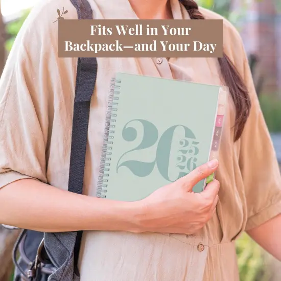 Rileys Academic Planner 2025-2026, Daily, Weekly & Monthly Planner, July 2025 - June 2026, Student Notes Pages, Twin-Wire Binding, Weekly Agenda for School & Work (8 x 6-Inches, Green, Typographic) {5}