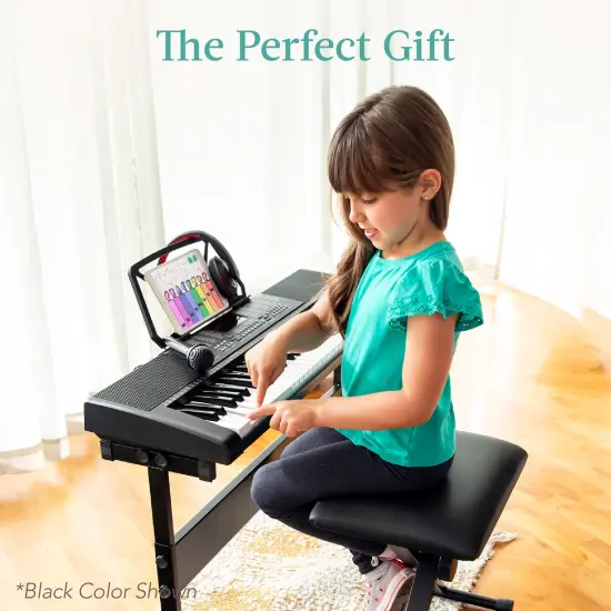 Best Choice Products 61-Key Beginners Electronic Keyboard Piano Set w/ LED, 3 Teaching Modes, H-Stand, Stool Pink {5}