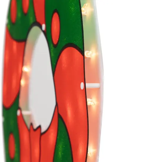 Northlight 23" Lighted Red and Green Christmas Wreath Window Silhouette {7}