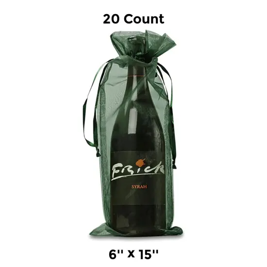 Plain Organza Wine Gift Bags 6"x15" Elegant Bottle Wraps {1}