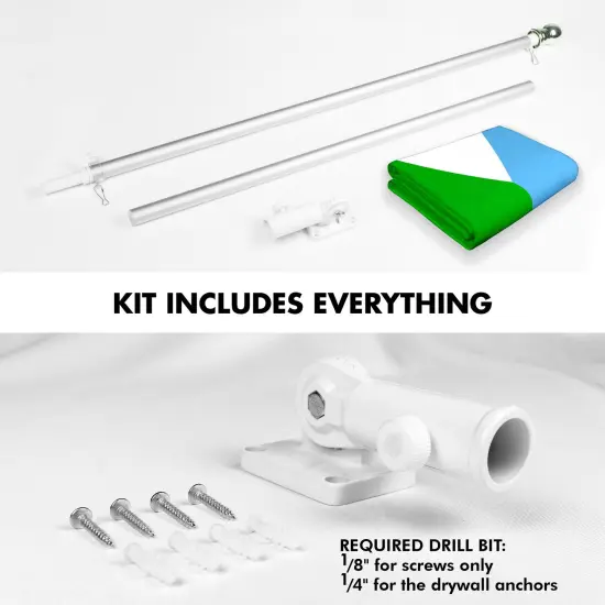 G128 Combo Pack: 6 Ft Tangle Free Aluminum Spinning Flagpole (Silver) & Djibouti Djiboutians Flag 3x5 Ft, LiteWeave Pro Series Printed 150D Polyester | Pole with Flag Included {2}