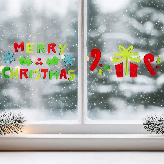 Northlight 31-Piece Red and Green "Merry Christmas" Gel Christmas Window Clings {1}
