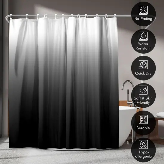 Americanflat 71x74 Ombre Black Shower Curtain - Water Resistant - Polyester Fabric {4}