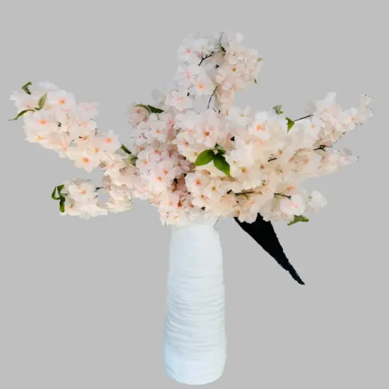 Sienna Cream Nude Blush Silk Cherry Blossom Flower 3 Branches Pack 40'' Inches Spring {1}