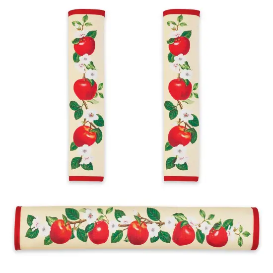 Collections Etc Apple and Floral 3-Piece Appliance Handle Cover Set {1}