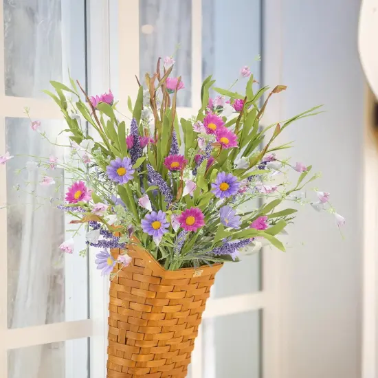 8 Bundles Spring Fake Flowers Artificial Daisy Lavender Flowers Stem Picks Faux Silk Spring Flowers Fake Wildflowers Bouquet for Home Indoor Table Vase Wedding Party Decor {2}