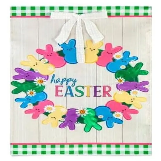 Colorful Bunny Wreath Garden Flag 2 Sided {1}