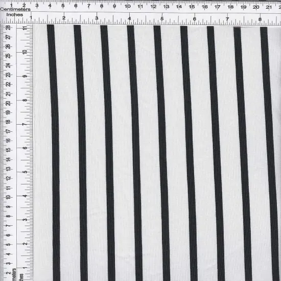 1 Yard DTY Vertical Stripe Print Knit 58/60" Wide BLACK/WHITE {2}