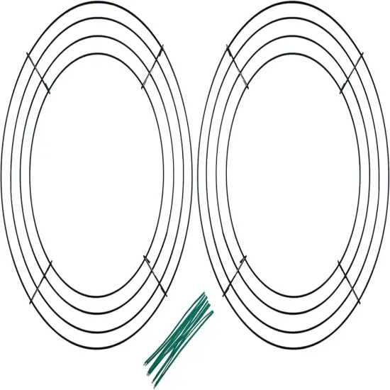 Pack of 2 Wire Wreath Frame (10 Inch) &ndash; Round Metal Wreath Form for Crafts & Floral Decorations on Weddings Christmas Home Party Celebrations, Dark Green {1}