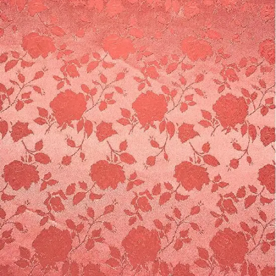 1 Yard Coral Rose Floral Jacquard Satin 60/59&Prime; Width {1}