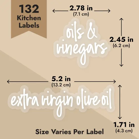 Talented Kitchen 132 White Script Oil and Vinegar Labels for Bottles, Clear Preprinted Condiments and Olive OIl Label Stickers for Squeeze Dispensers, Kitchen Pantry Organization {5}