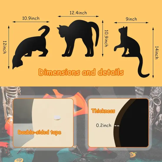3-Piece Halloween Black Wooden Cat Silhouette Hanging Signs {2}
