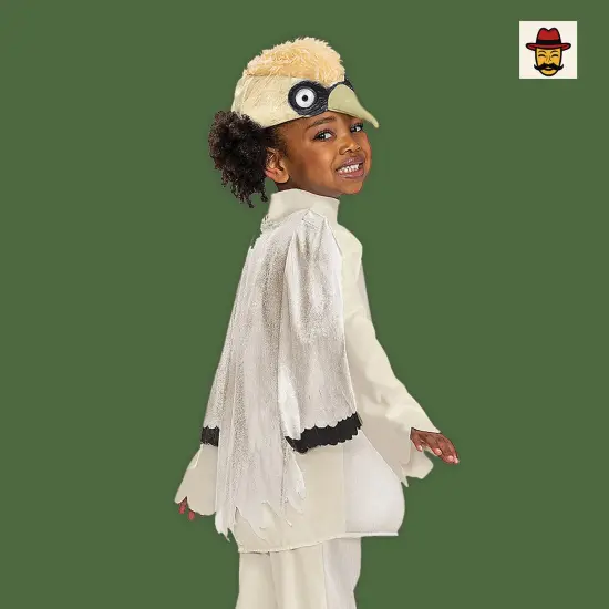 Baby Scuttle Costume, White Top with Wing Cape and Seagull Headpiece {3}