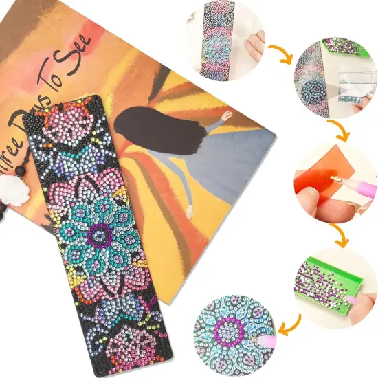 8PCS Mandala Diamond Painting Bookmarks Kit for Adults {1}