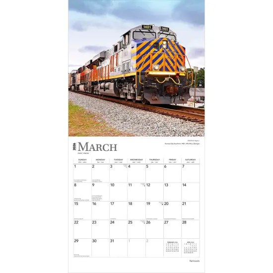 Railroads | 2026 12 x 24 Inch (Hanging) Monthly Square Wall Calendar | Plastic-Free {3}