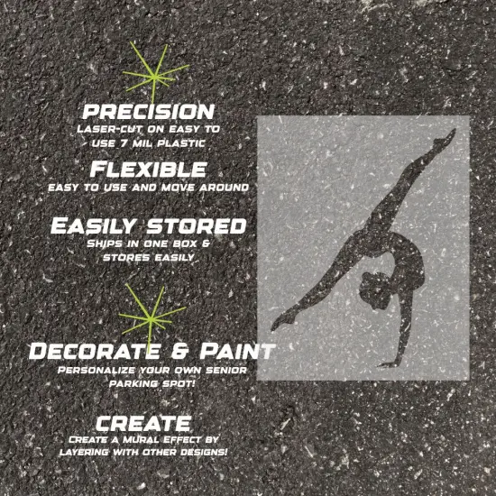 Gymnast Parking Space Stencil | High School Senior Parking Spot Stencil | Reusable Stencil | Stencil Ease | {3}