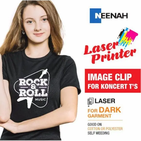 Neenah ImageClip Koncert Ts - Transfer paper for Laser Printer / Dark Colored Garments Sheets 8.5"x11" Made in USA {1}