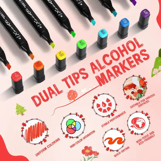Alcohol Markers Set 80 Colors - Dual Tip Art {2}
