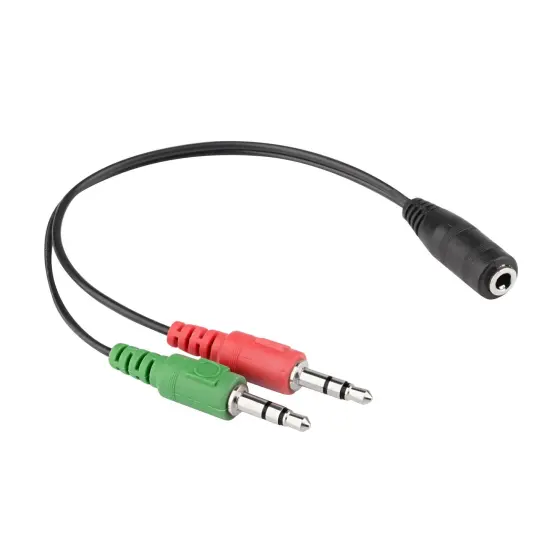 Insten 8" 3.5mm Splitter Dual Mic 3.5mm Stereo 2 Plug Male to 3.5mm Female Headphone Audio Adapter for PC Laptop Desktop Computer Cell Phone Black {1}