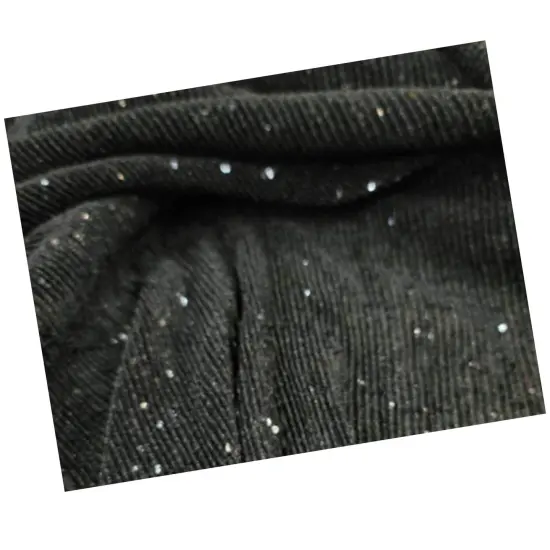 Black Textured Pleated Sequin Spandex 4 Way Stretch Fabric {4}