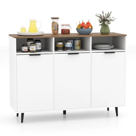 Sideboard Buffet Cabinet Kitchen Storage Cabinet with 5-Position Adjustable Shelves-White {1}