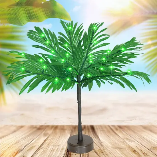 23 In Lighted Palm Tree Summer Tabletop Decor Tropical Artificial Palm Tree Lights Branches LED Mini Light Up Palm Tree Decor Table Centerpiece Summer Hawaiian Party {1}