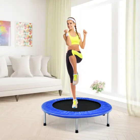 Foldable PP Trampoline with Safety Springs and 330 lbs Capacity Blue {2}