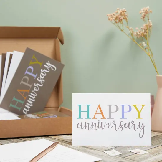36 Pack Happy Anniversary Cards with Envelopes for Work, Wedding, Employees, 6 Designs (Blank Inside, 4x6 In) {2}