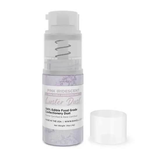 Bakell - Iridescent Pink Luster Dust (4g, 1x Pump) Edible Vegan Dust & Paint for Baking, Desserts and Beverages {5}