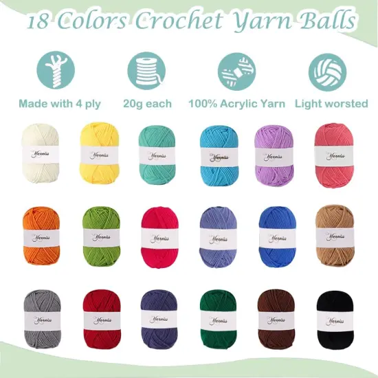 Crochet Kits with Bag, Beginner Crochet Kits Includes 18 Yarn Skeins & 12 Ergonomic Crochet Hooks {3}