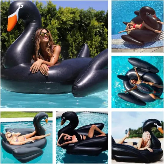 Giant Pool Float Adult Heavy Duty 70" Black Swan Pool Floaties for Adults Swimming Pool Lounger Float Pool Chair Float for Pool Games Beach Party Outdoor Water Play {2}